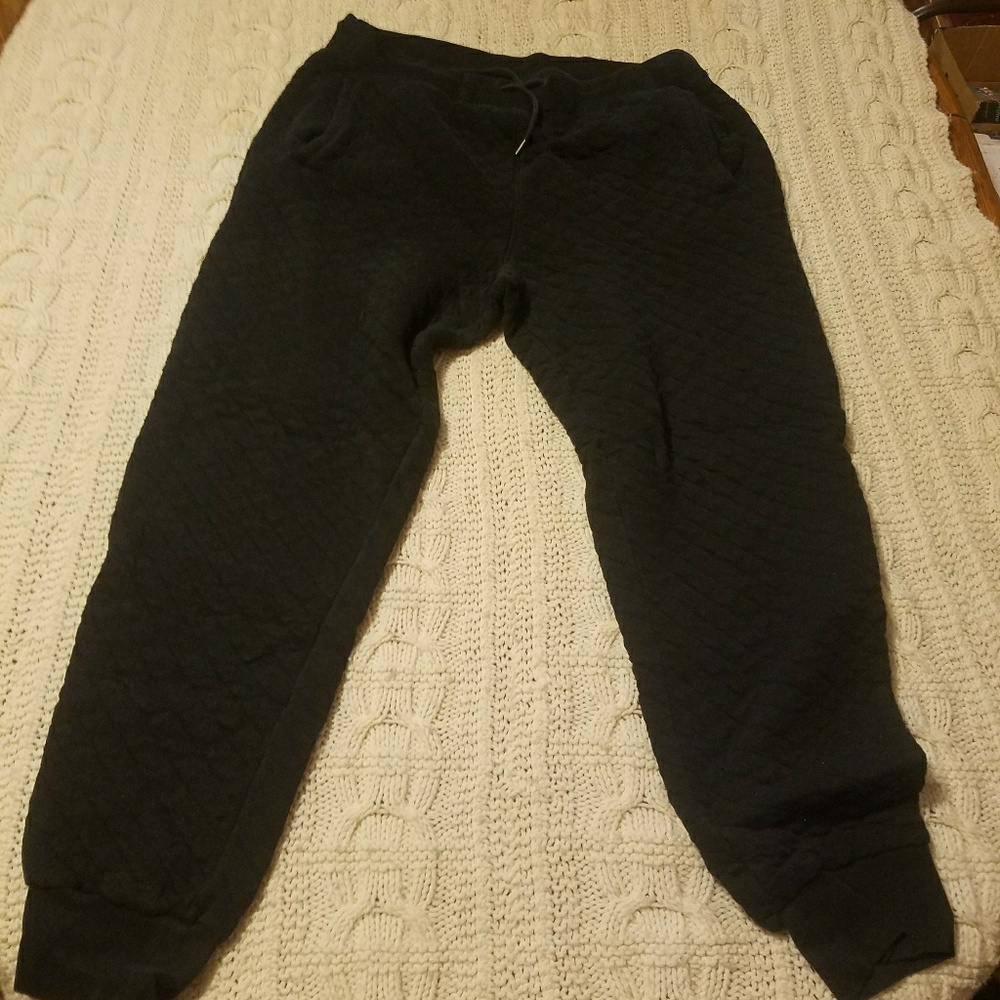 Black Quilted Fleece Joggers